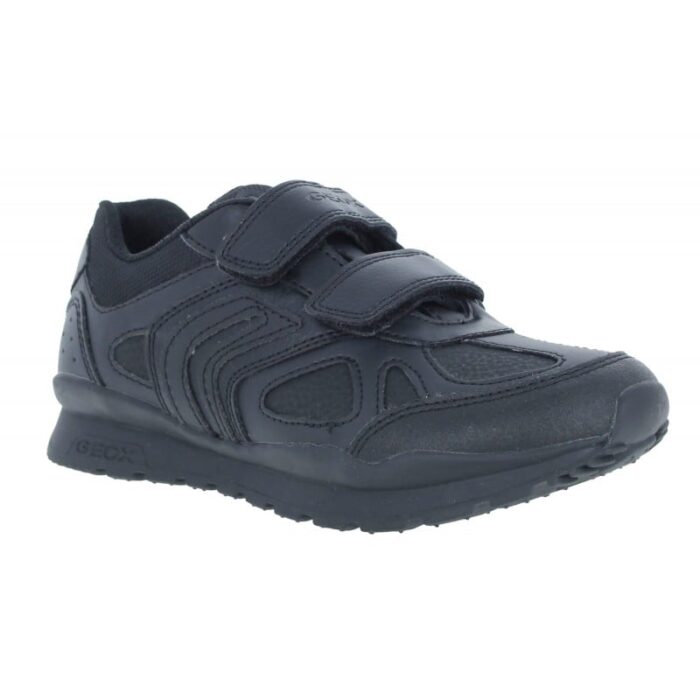 Geox Pavel J0415C Trainers – Black Leather – Girls School Shoes - Crep Direct UK