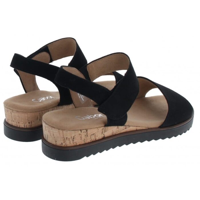 Gabor Raynor 62.750 Wedge Sandals – Black Suede – Womens Sandals, Sliders & Toe Posts - Crep Direct UK