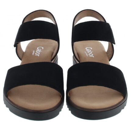 Gabor Raynor 62.750 Wedge Sandals – Black Suede – Womens Sandals, Sliders & Toe Posts - Crep Direct UK
