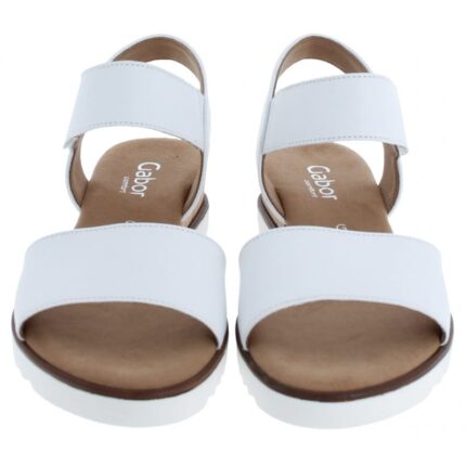 Gabor Raynor 62.750 Wedge Sandals – White Leather – Womens Sandals, Sliders & Toe Posts - Crep Direct UK