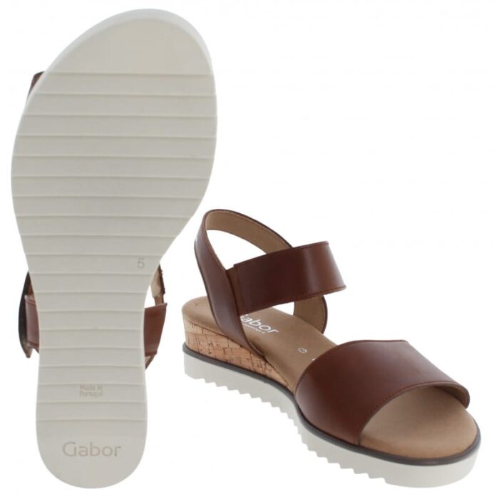 Gabor Raynor 62.750 Wedge Sandals – Camel Leather – Womens Sandals, Sliders & Toe Posts - Crep Direct UK