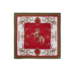 Holland Cooper Regal Horse Silk Scarf – Racing Green Heritage Red – Ladies Clothing - Crep Direct UK