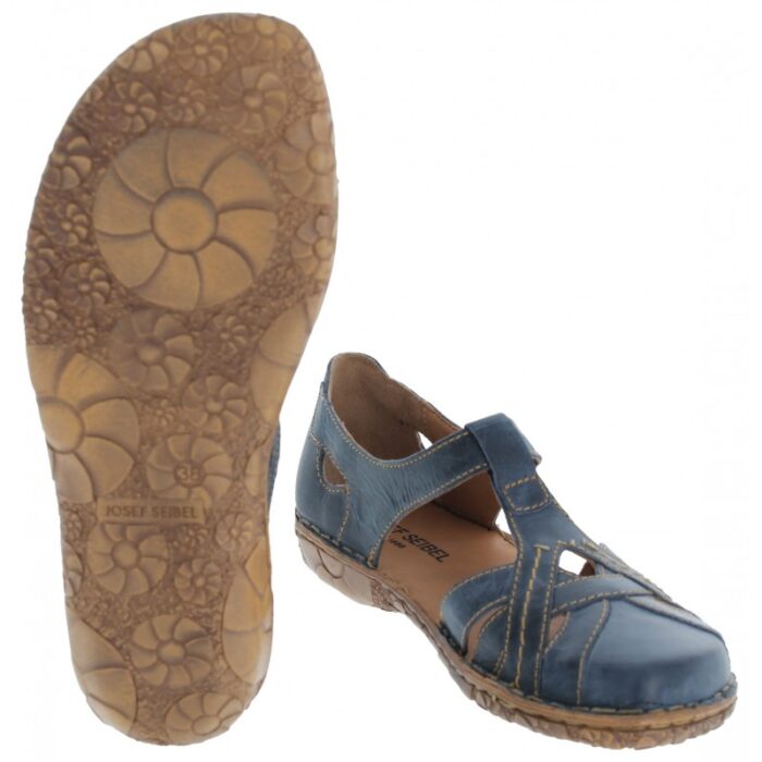 Josef Seibel Rosalie 29 79529 Closed Toe Sandals – Blue Dunk Leather – Womens Sandals, Sliders & Toe Posts - Crep Direct UK