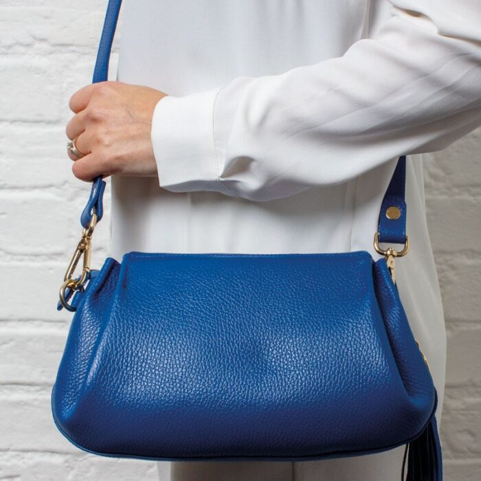 The Golden Boot Golden Boot Alba Shoulder Bag – Blue Leather – Personalised Gifts for Her - Crep Direct UK