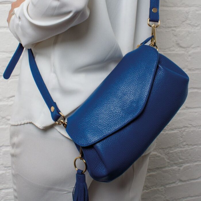 The Golden Boot Golden Boot Alba Shoulder Bag – Blue Leather – Personalised Gifts for Her - Crep Direct UK