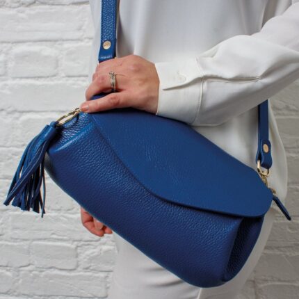 The Golden Boot Golden Boot Alba Shoulder Bag – Blue Leather – Personalised Gifts for Her - Crep Direct UK