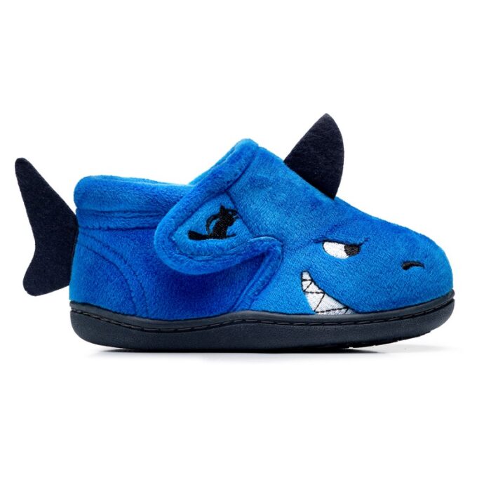 Chipmunks Sharky Memory Foam Slippers – Blue – Boys Slippers - Crep Direct UK