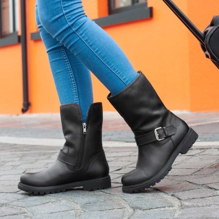 Panama Jack Singapur Boots – Black Leather – Womens Boots - Crep Direct UK