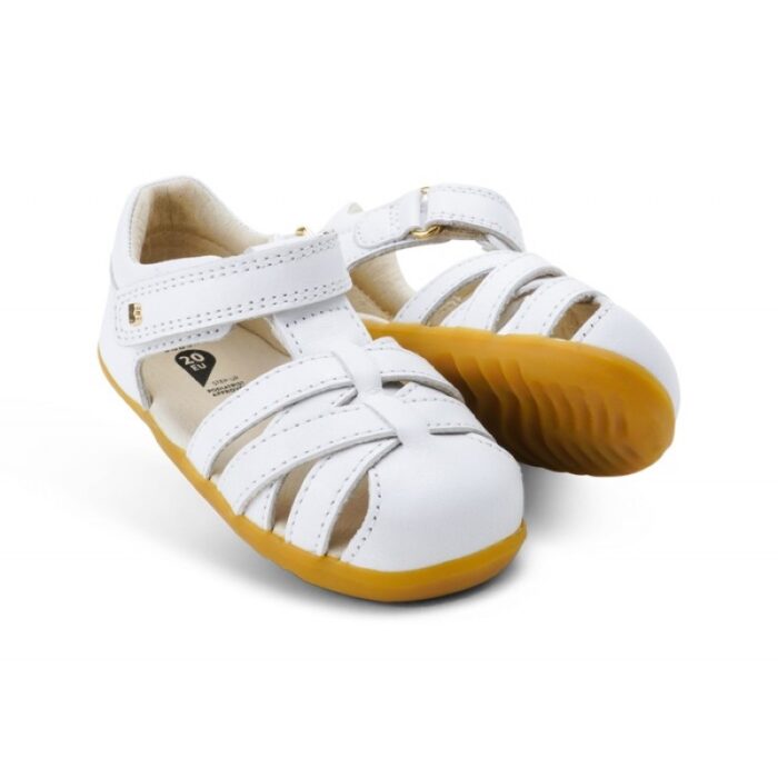 Bobux Step Up Cross Jump 731106 Closed Toe Sandals – White – Girls Sandals - Crep Direct UK