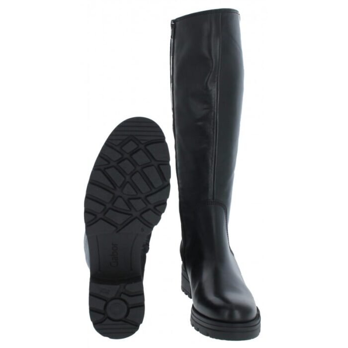 Gabor Sadberge L 52.787 Knee High Boots – Black Leather – Womens Boots - Crep Direct UK
