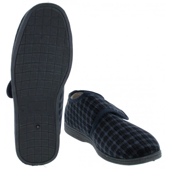 Gardiner Bros Sam Velcro Slippers – Navy Textile – Mens Slippers - Crep Direct UK