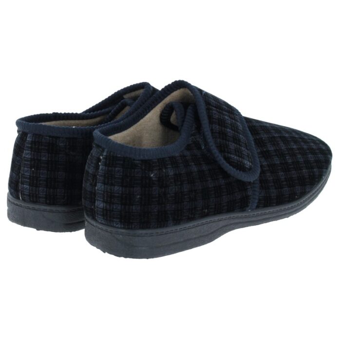 Gardiner Bros Sam Velcro Slippers – Navy Textile – Mens Slippers - Crep Direct UK