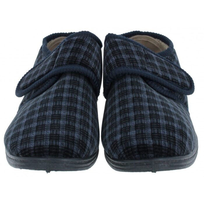 Gardiner Bros Sam Velcro Slippers – Navy Textile – Mens Slippers - Crep Direct UK