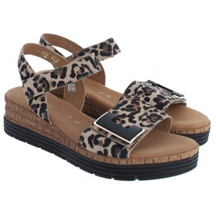 Gabor Shout 62.700 Wedge Sandals - Natur Leopard - Womens Sandals, Sliders & Toe Posts