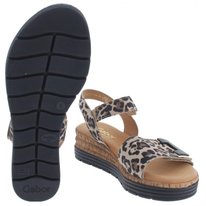 Gabor Shout 62.700 Wedge Sandals – Natur Leopard – Womens Sandals, Sliders & Toe Posts - Crep Direct UK