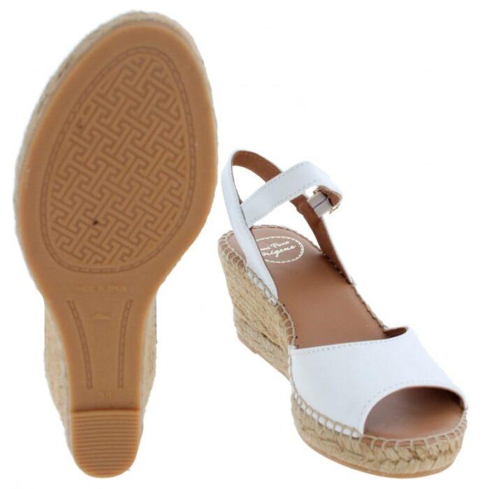 Toni Pons Sia-P Wedge Espadrille Sandals – White Leather – Womens Sandals, Sliders & Toe Posts - Crep Direct UK