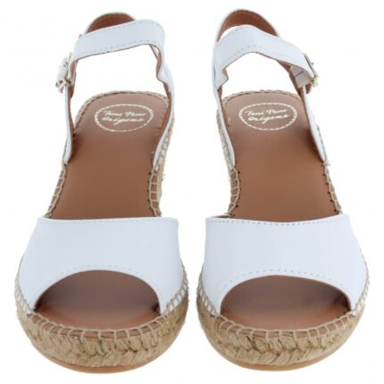 Toni Pons Sia-P Wedge Espadrille Sandals – White Leather – Womens Espadrilles - Crep Direct UK