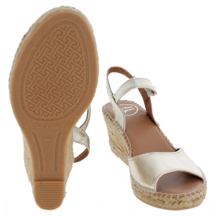 Toni Pons Sia-P Wedge Espadrille Sandals – Platinum Leather – Womens Espadrilles - Crep Direct UK