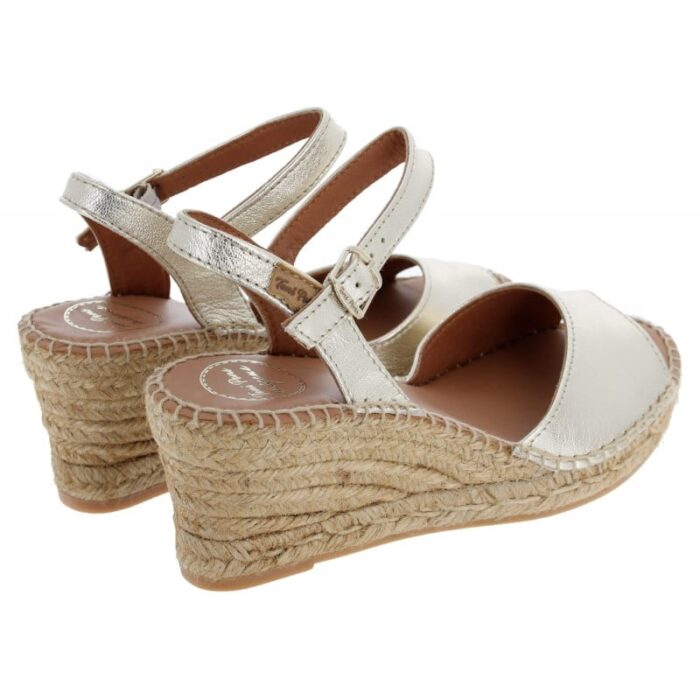 Toni Pons Sia-P Wedge Espadrille Sandals – Platinum Leather – Womens Espadrilles - Crep Direct UK