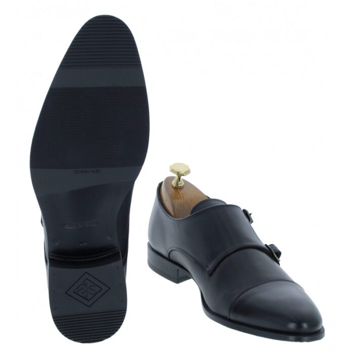 The Golden Boot Golden Boot Silva 5809 Monk Shoes – Black Leather – Mens Shoes - Crep Direct UK