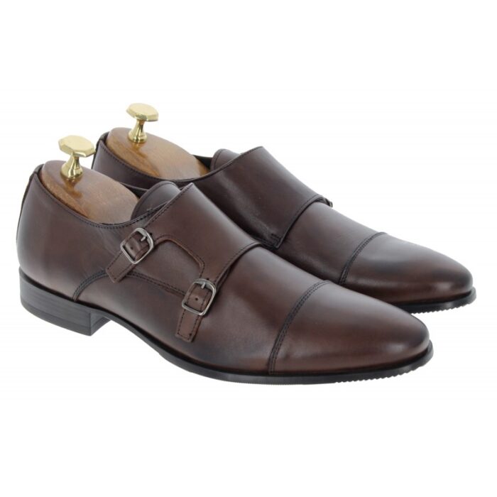 The Golden Boot Golden Boot Silva 5809 Monk Shoes – Brown Leather – Mens Wedding Shoes - Crep Direct UK