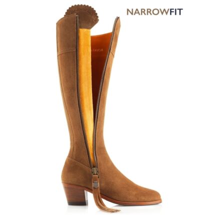 Fairfax and Favor Fairfax & Favor Narrow Fit Heeled Regina Boots – Tan Suede – Womens Boots - Crep Direct UK