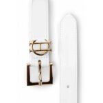 Holland Cooper HC Slim Logo Belt – White Leather – Ladies Clothing - Crep Direct UK