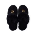 Holland Cooper HC Shearling Slippers – Black Suede – Womens Slippers - Crep Direct UK