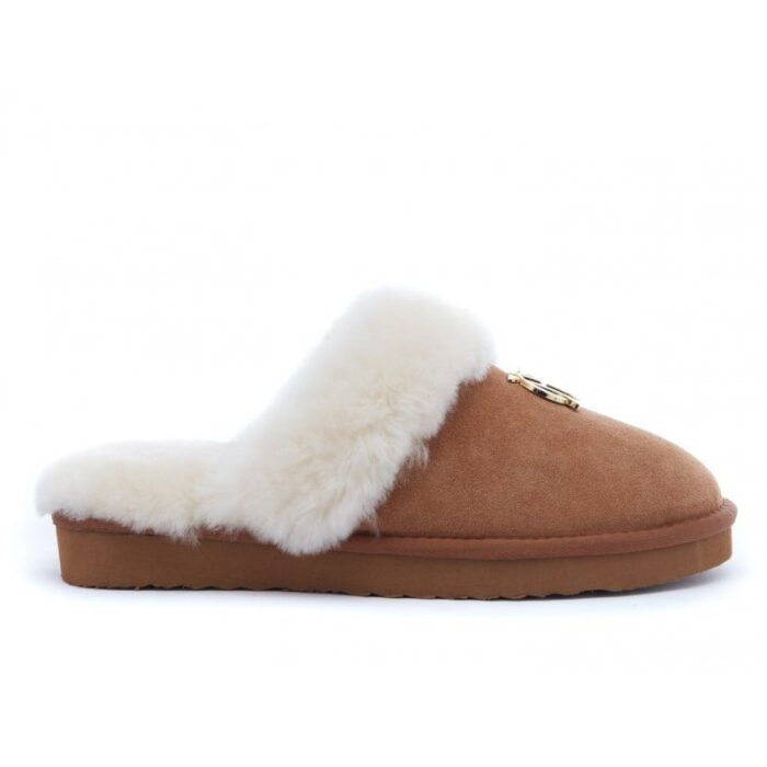 Holland Cooper HC Shearling Slippers – Tan Suede – Womens Slippers - Crep Direct UK