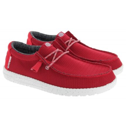 Hey Dude Wally Sport Mesh 40403 Shoes – Dark Red – Mens Shoes - Crep Direct UK