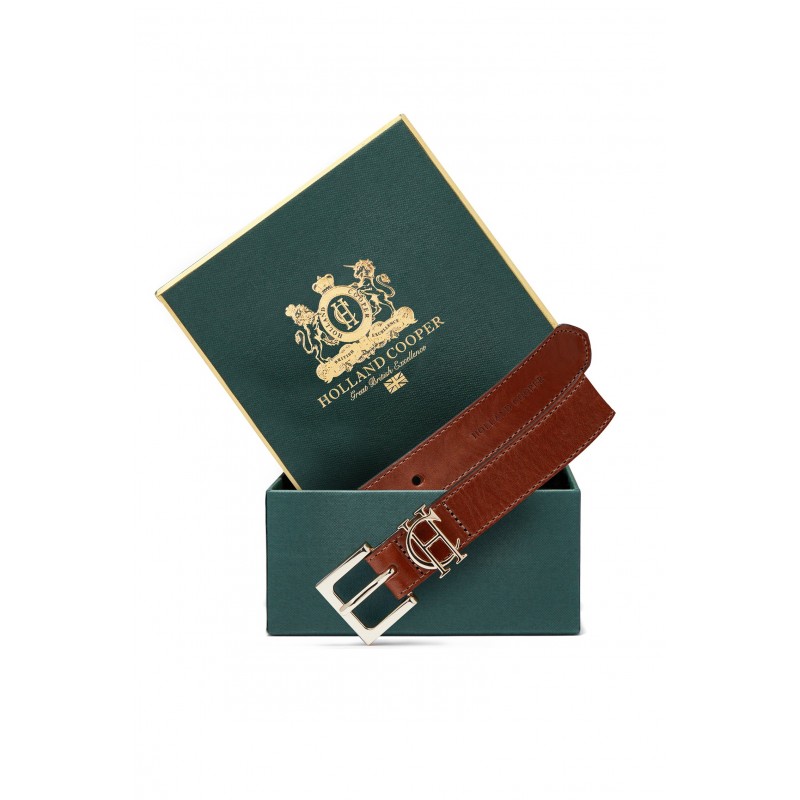 Holland Cooper HC Slim Logo Belt – Tan Leather – Ladies Clothing - Crep Direct UK