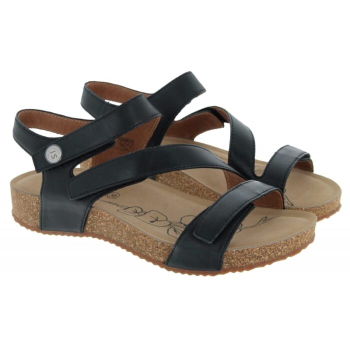Josef Seibel Tonga 25 78519 Sandals – Black Leather – Womens Sandals, Sliders & Toe Posts - Crep Direct UK