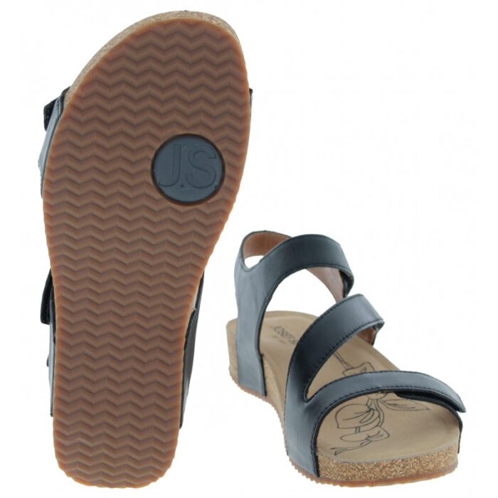 Josef Seibel Tonga 25 78519 Sandals – Black Leather – Womens Sandals, Sliders & Toe Posts - Crep Direct UK