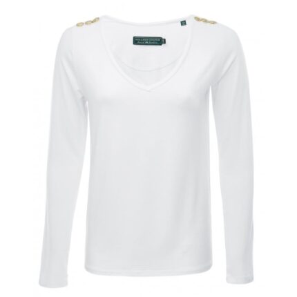 Holland Cooper Long Sleeve Vee Neck Tee – White – Ladies Clothing - Crep Direct UK Holland Cooper Long Sleeve Vee Neck Tee – White – Ladies Clothing - Crep Direct UK