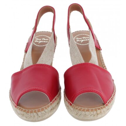 Toni Pons Teide-P Slingback Espadrilles – Red Leather – Womens Espadrilles - Crep Direct UK