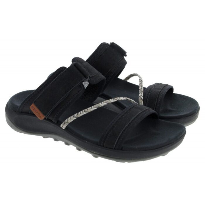 Merrell Terran 4 Slide J006396 – Black Leather – Womens Sandals, Sliders & Toe Posts - Crep Direct UK