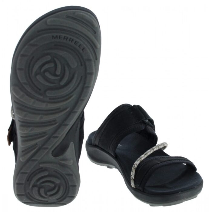 Merrell Terran 4 Slide J006396 – Black Leather – Womens Sandals, Sliders & Toe Posts - Crep Direct UK