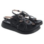 Wonders Toledo C-6533 Flat Sandals – Black Leather – Womens Sandals, Sliders & Toe Posts - Crep Direct UK