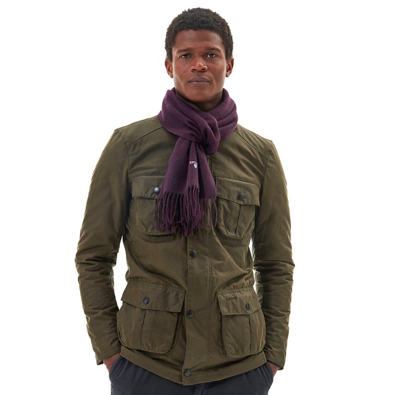 Barbour Plain Lambswool USC0008 Scarf – Damson – Mens Clothing - Crep Direct UK