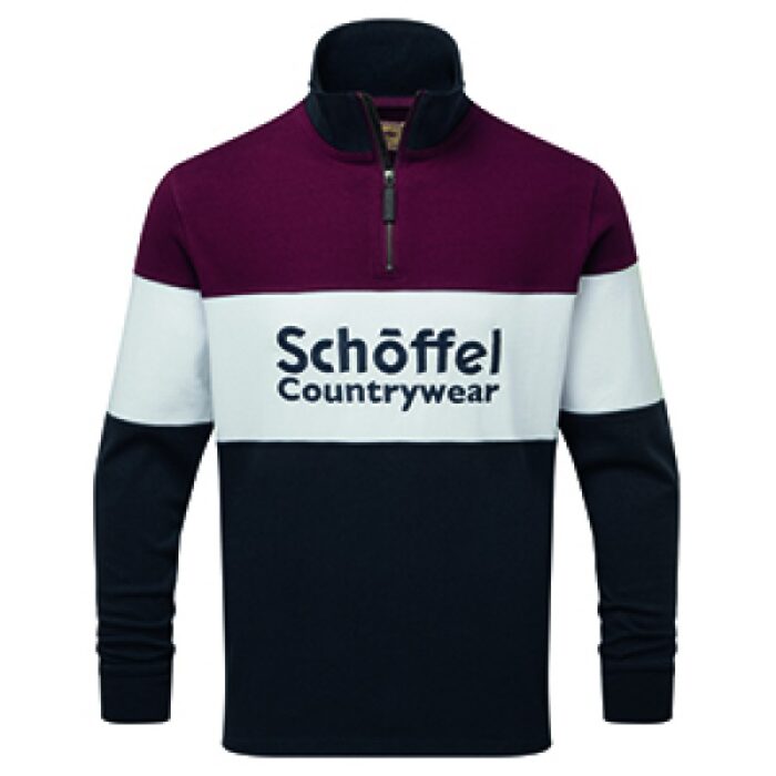 Schoffel Exeter Heritage 1/4 Zip 4045 – Bordeaux Cotton – Mens Clothing - Crep Direct UK