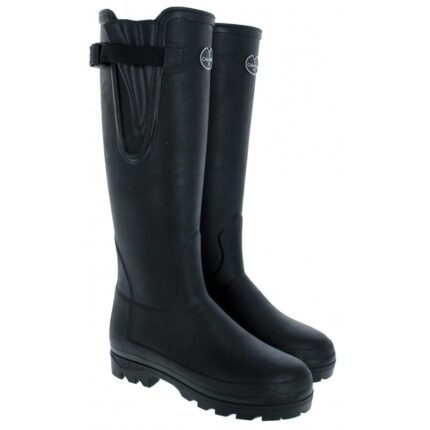 Le Chameau Vierzonord Neoprene 1175 Wellingtons – Black Rubber – Womens Wellingtons - Crep Direct UK