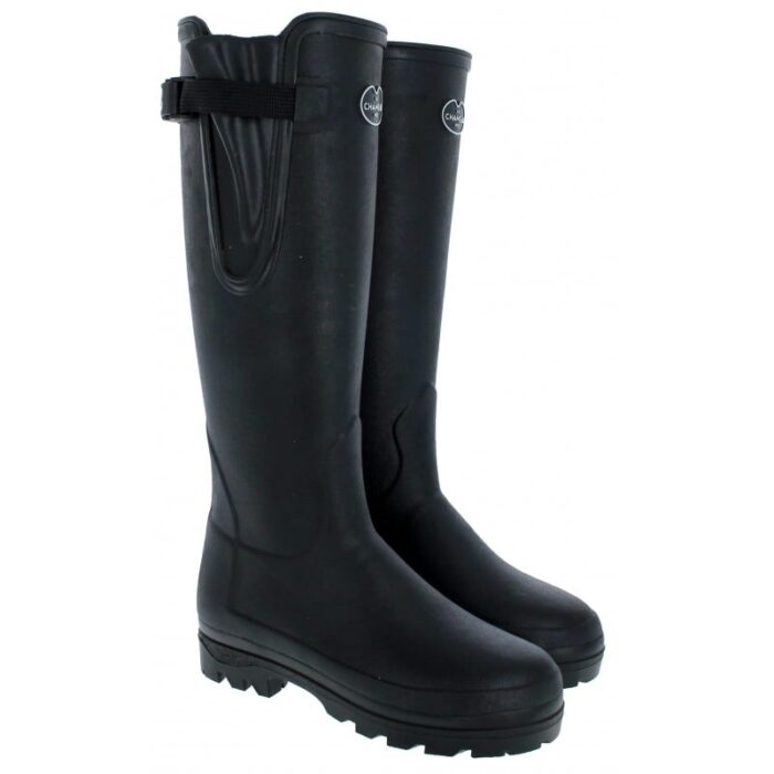 Le Chameau Vierzonord Neoprene 1175 Wellingtons – Black Rubber – Womens Wellingtons - Crep Direct UK