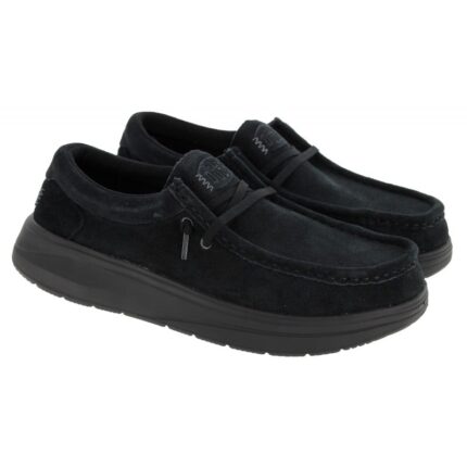 Hey Dude Wally X Suede Shoes - Black Suede - Mens Shoes