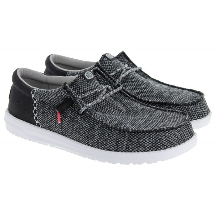 Hey Dude Wally Funk Open Mesh 40898 Shoes – Black/White – Mens Shoes - Crep Direct UK