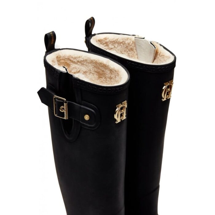 Holland Cooper Sherpa Lined Regency Wellington – Matte Black – Womens Wellingtons - Crep Direct UK