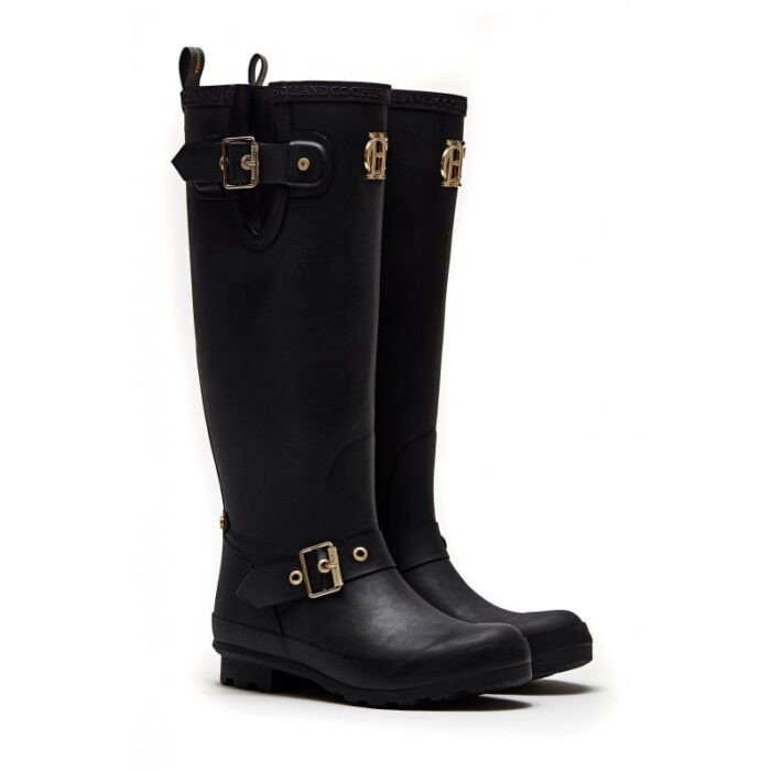 Holland Cooper Sherpa Lined Regency Wellington – Matte Black – Womens Wellingtons - Crep Direct UK
