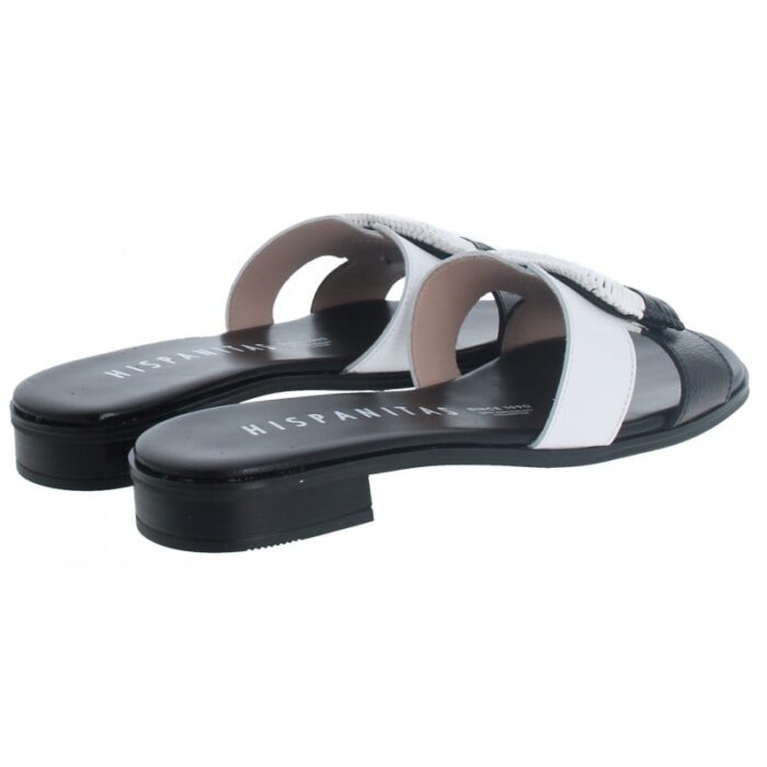 Hispanitas Yakarta HV253881 Mules – Black/White Leather – Womens Sandals, Sliders & Toe Posts - Crep Direct UK