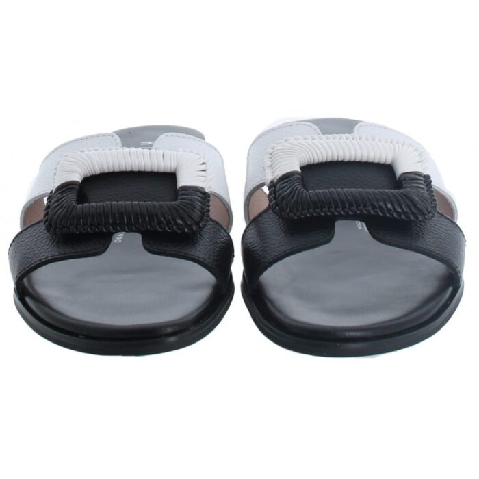 Hispanitas Yakarta HV253881 Mules – Black/White Leather – Womens Sandals, Sliders & Toe Posts - Crep Direct UK