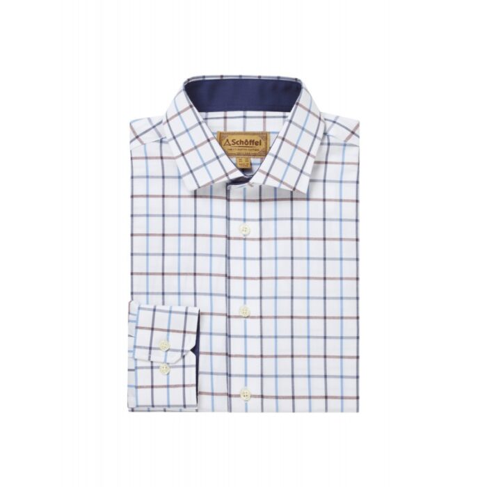 Schoffel Baconsthorpe Tailored Shirt 4008 – Vintage Navy Check Cotton – Mens Clothing - Crep Direct UK