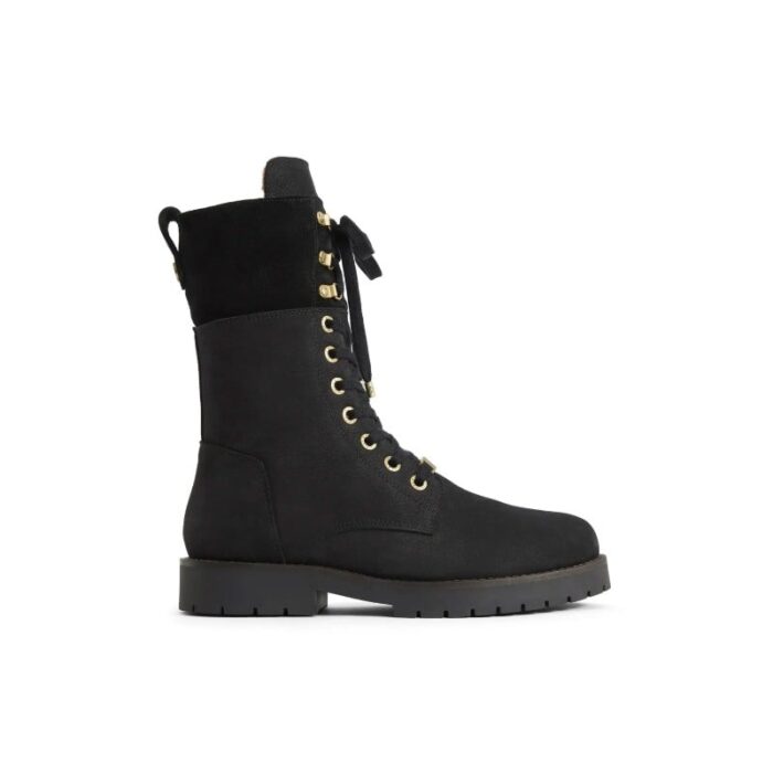 Fairfax and Favor Fairfax & Favor Shearling Lined Anglesey Combat Boots – Black Nubuck – Womens Boots - Crep Direct UK